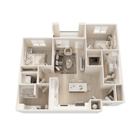 Floor plan for 2 beds, 2 baths, 924 sqft
